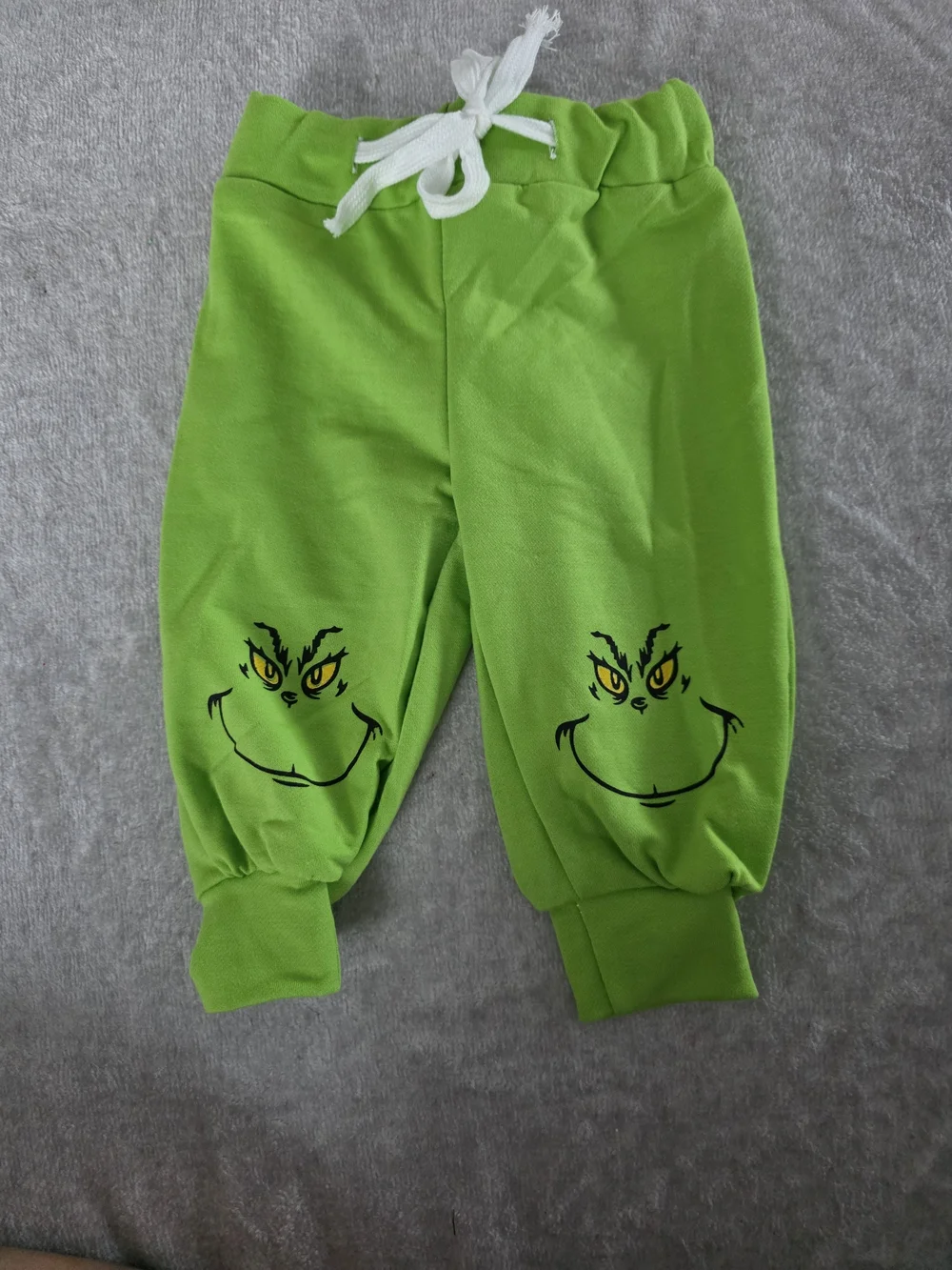 Kids Green Grinch Face Drawstring Sweatpants
